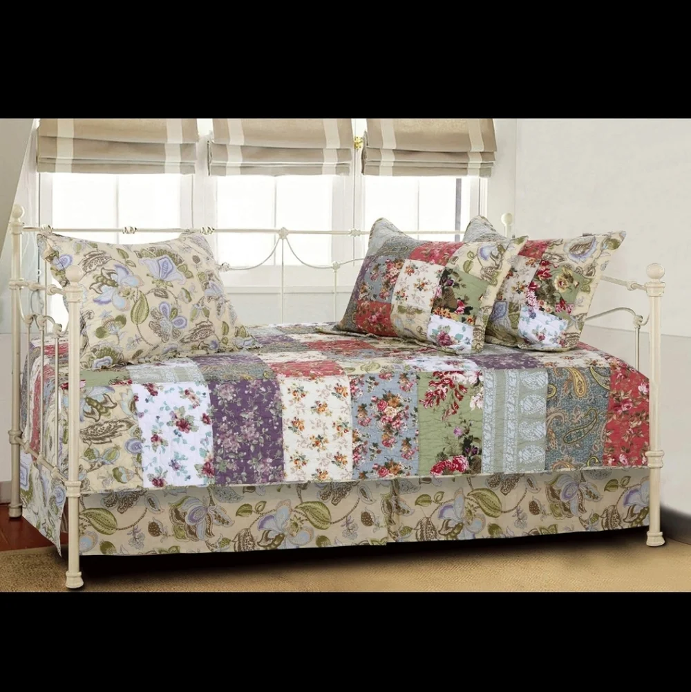 Greenland Home Fashions 100% Cotton Authentic Patchwork Quilted Daybed Set 5pcs